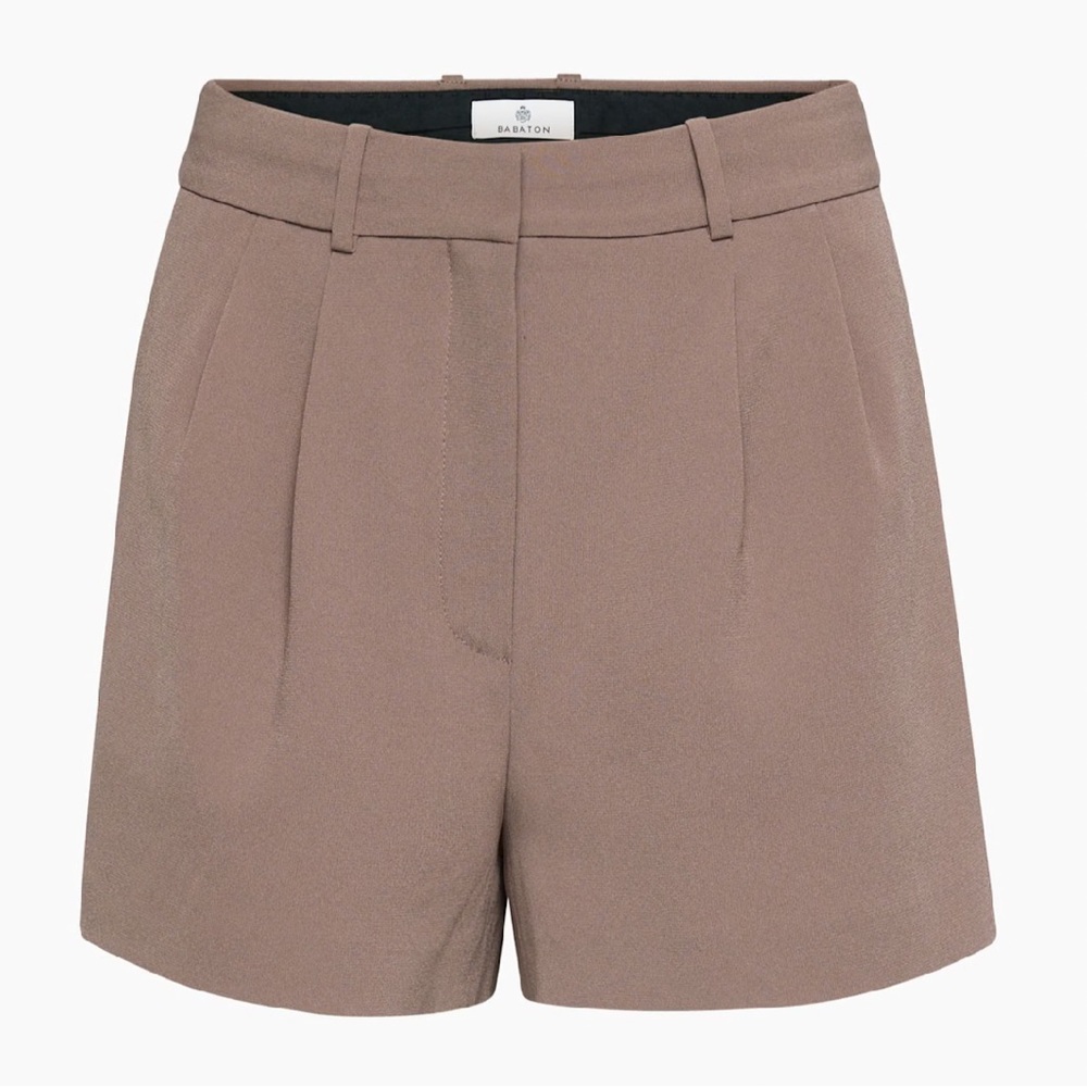 Babaton Pleated Mini Short in Deep Taupe